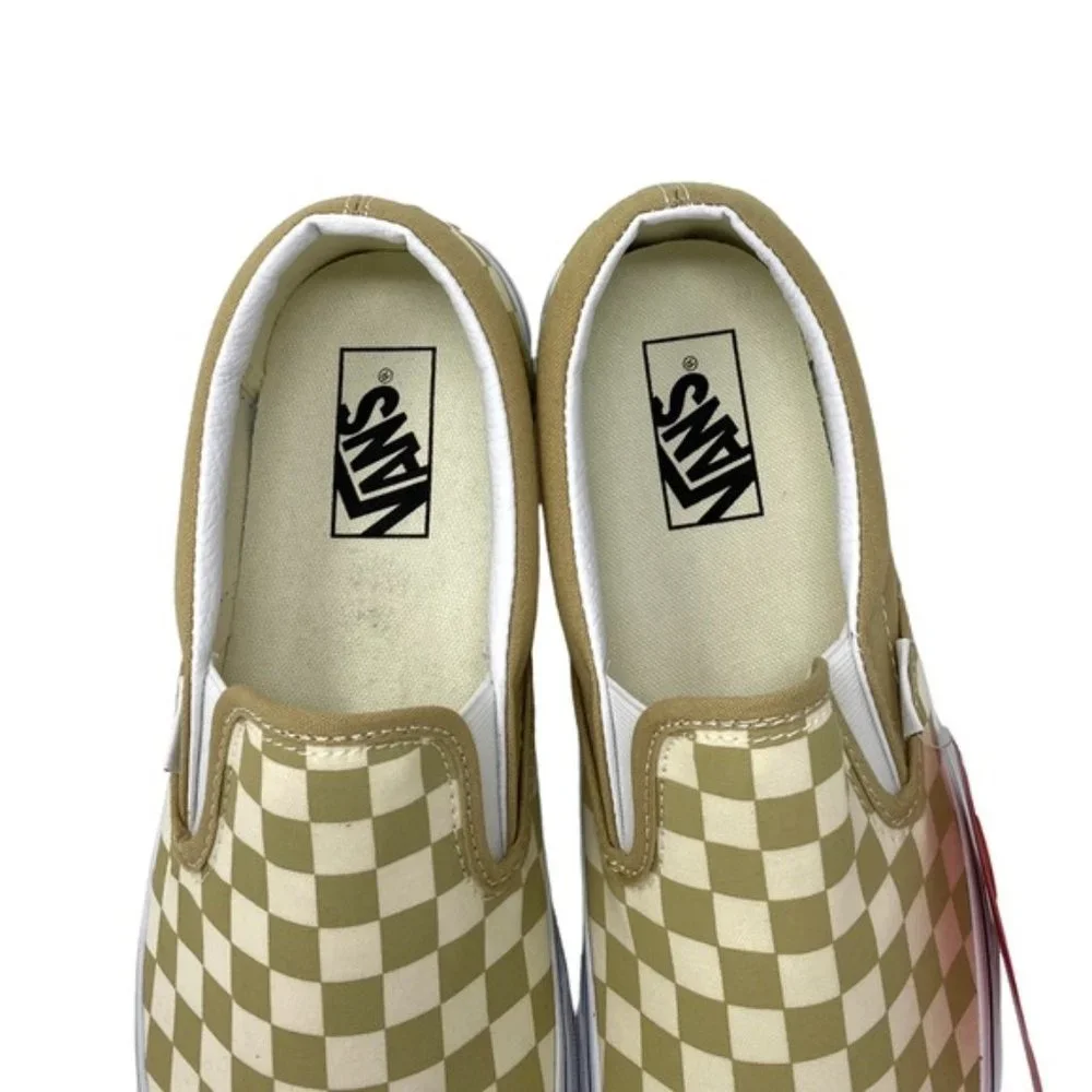 VANS Classic Slip On Shoes Check Taupe Men’s Canvas Size Sneakers VN0A5AO8YUU